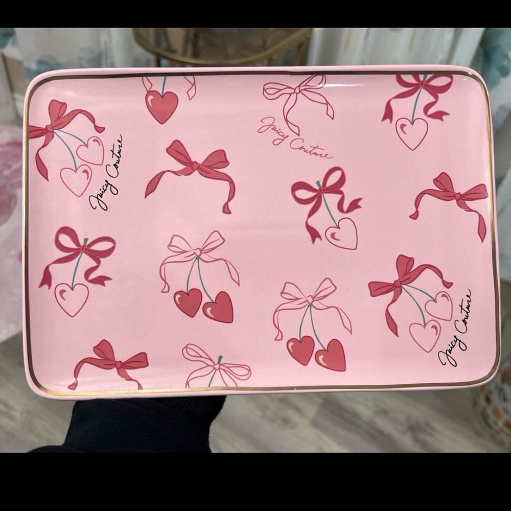 Juicy Couture Pink Tray with Heart and Bow Design